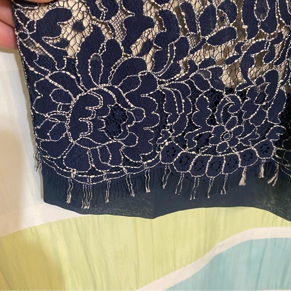 Eliza J Lace Beaded Cocktail Dress Navy Blue Sz 12 - Picture 8 of 11